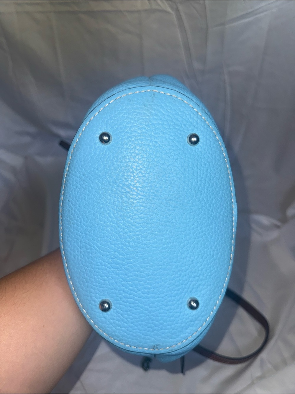 Dooney & Bourke Sky Blue Pebble Leather Crossbody with Brown Strap - Picture 9 of 11